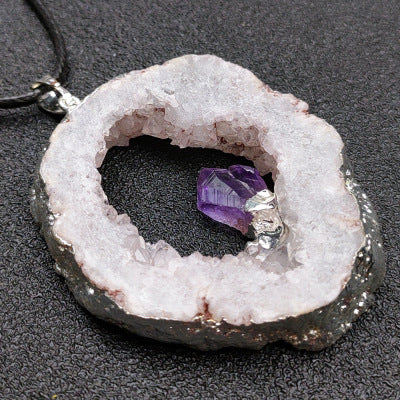 Agate Cave & Crystal Necklace