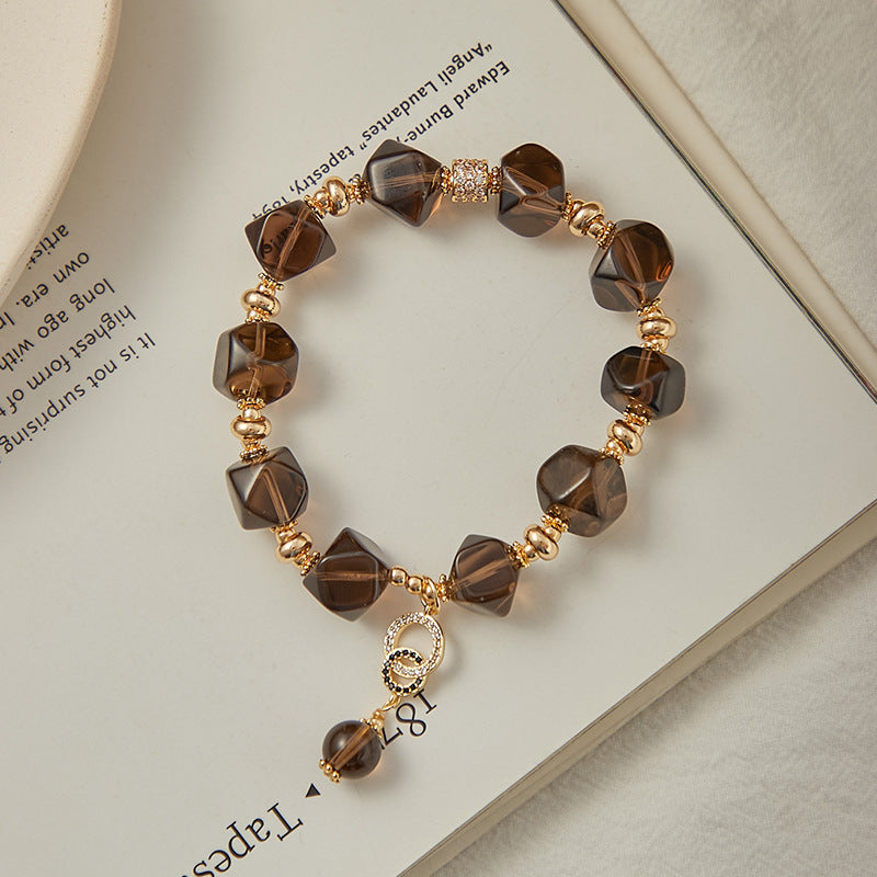 Charm • Natural Brown Crystal Bracelet