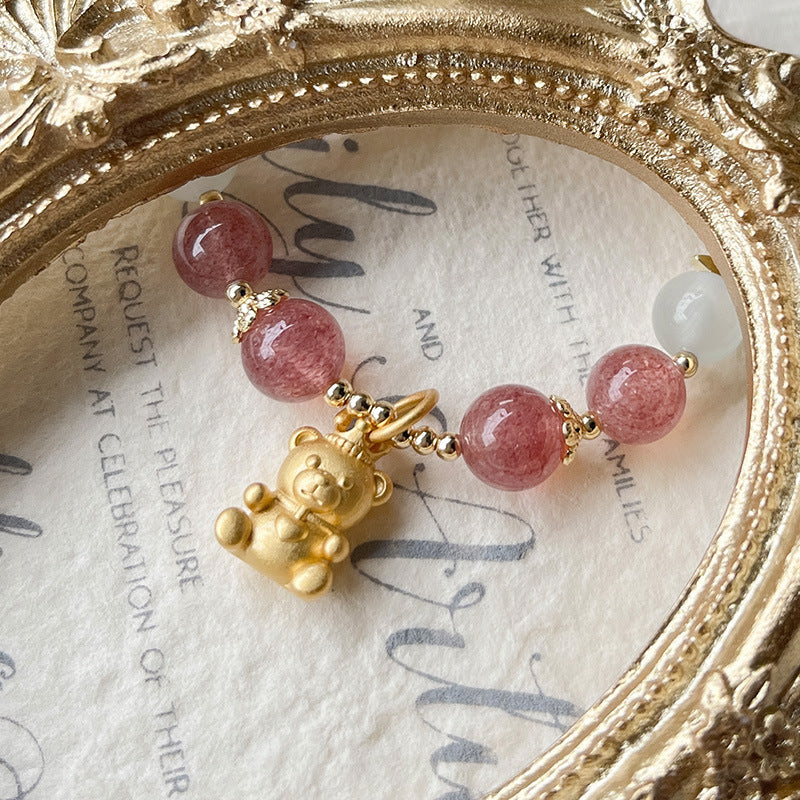Adventure Bear • Strawberry Crystal & Opal Bracelet