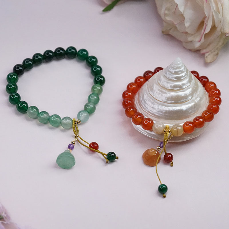 Lotus • Ice Jade and Agate Bracelet