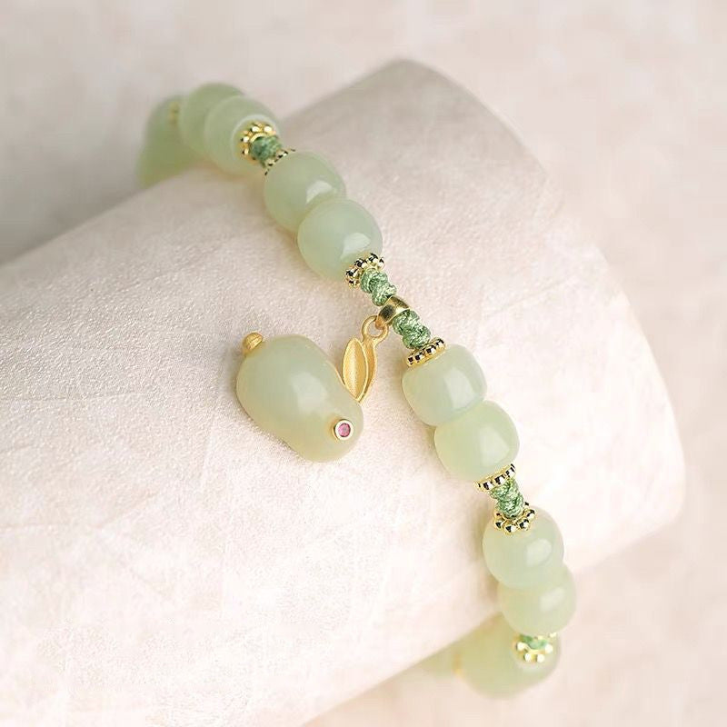 Lucky Rabbit • Emerald Jade stone bracelet