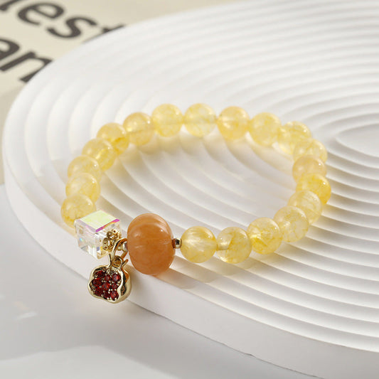 Natural Citrine & Garnet Pumpkin Bracelet