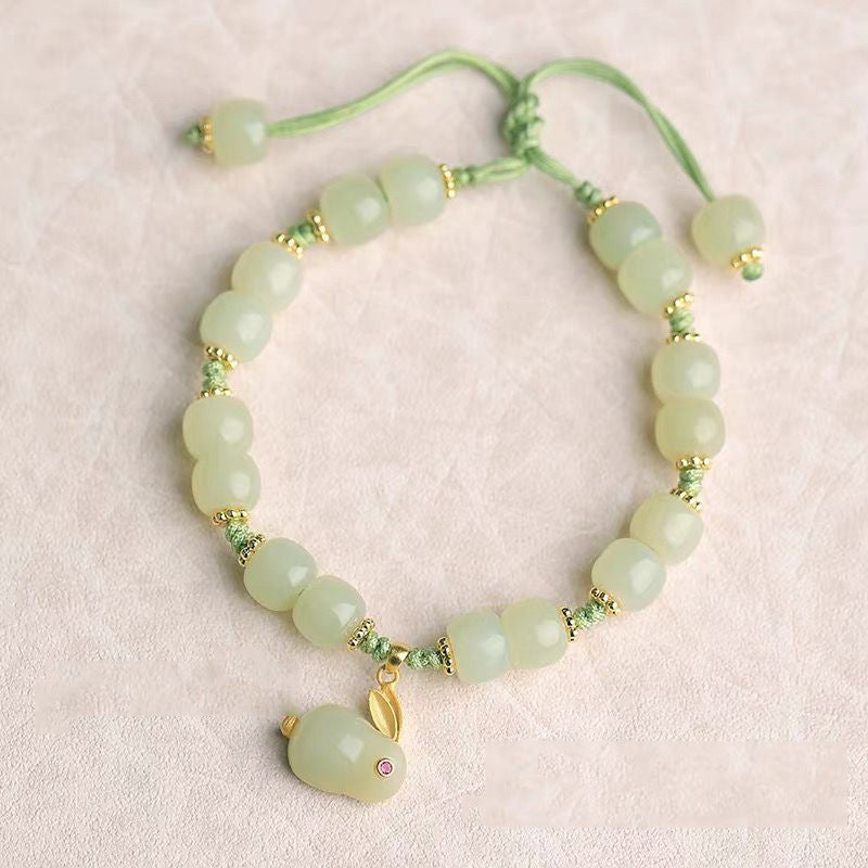 Lucky Rabbit • Emerald Jade stone bracelet