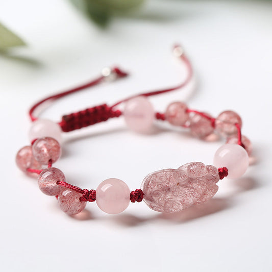 Strawberry Crystal • Braided Bracelet