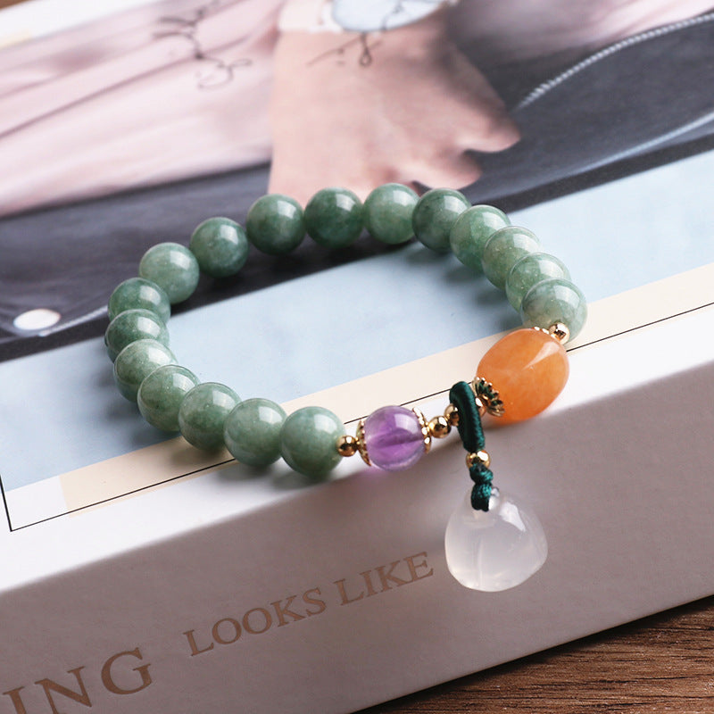 Lotus • Emerald Jade Stone & Agate Bracelet