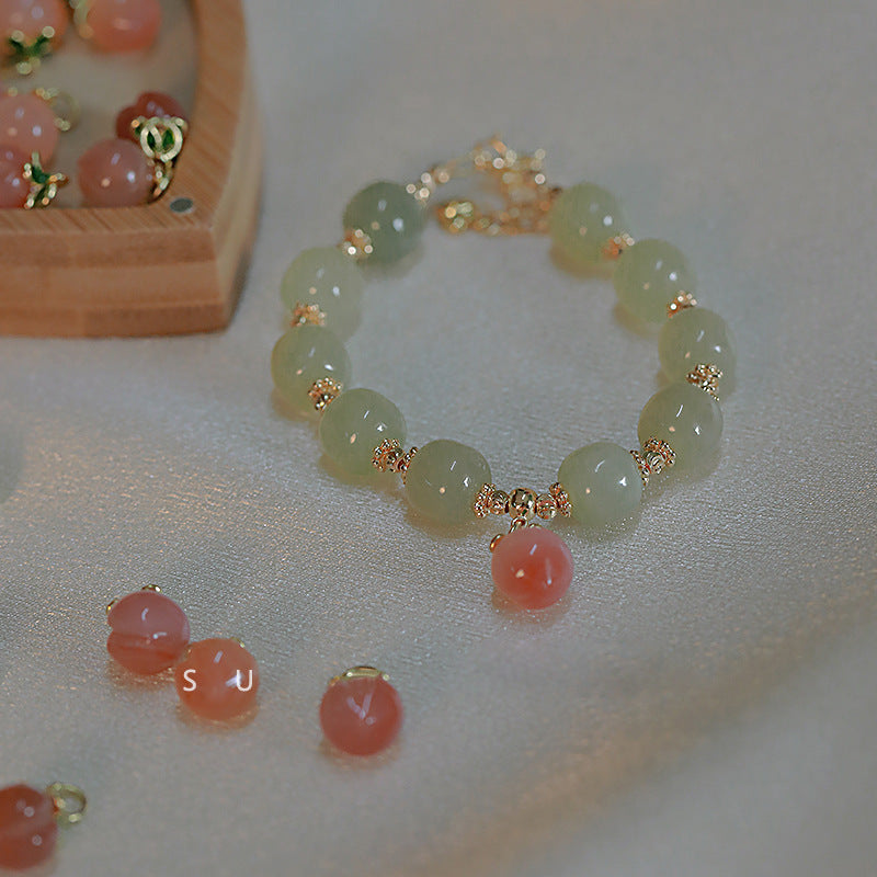 Peach • Emerald Jade stone bracelet