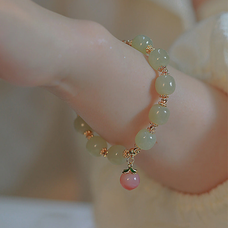 Peach • Emerald Jade stone bracelet