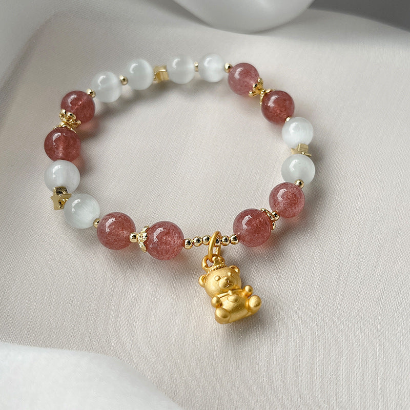 Adventure Bear • Strawberry Crystal & Opal Bracelet