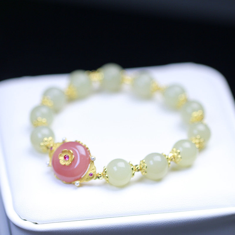 Blessing • Natural Emerald Jade stone & agate bracelet