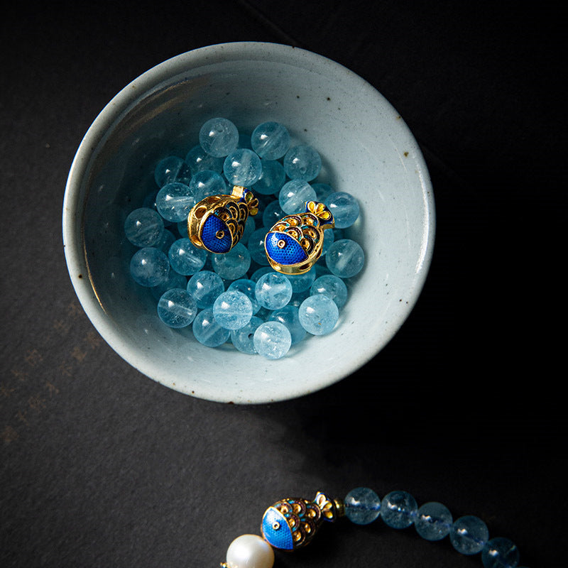 Brazilian Aquamarine  & Lapis Bracelet