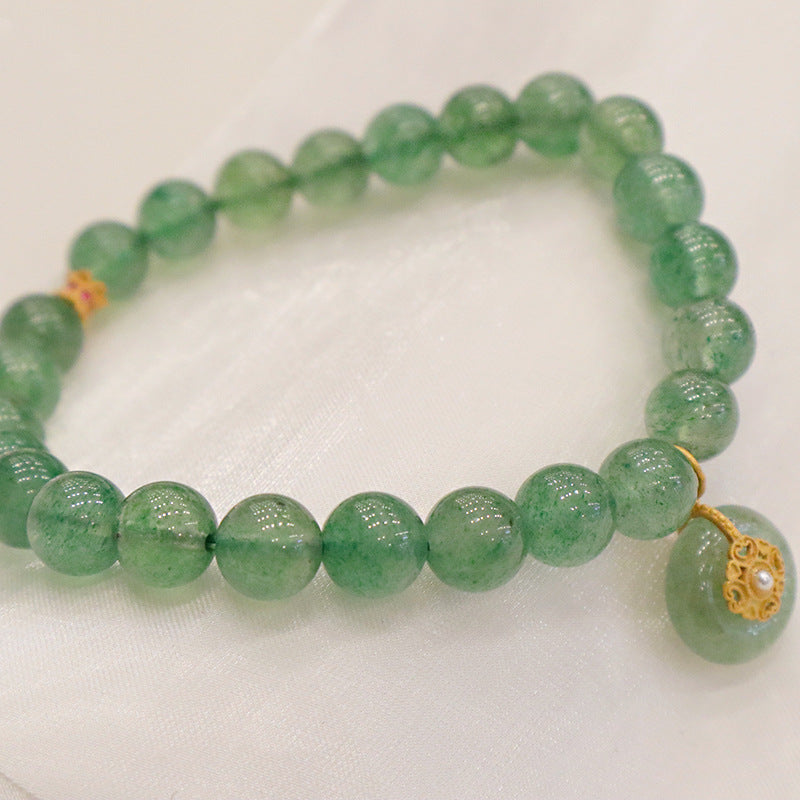 Lucky Clasp • Natural Green Strawberry Crystal Bracelet