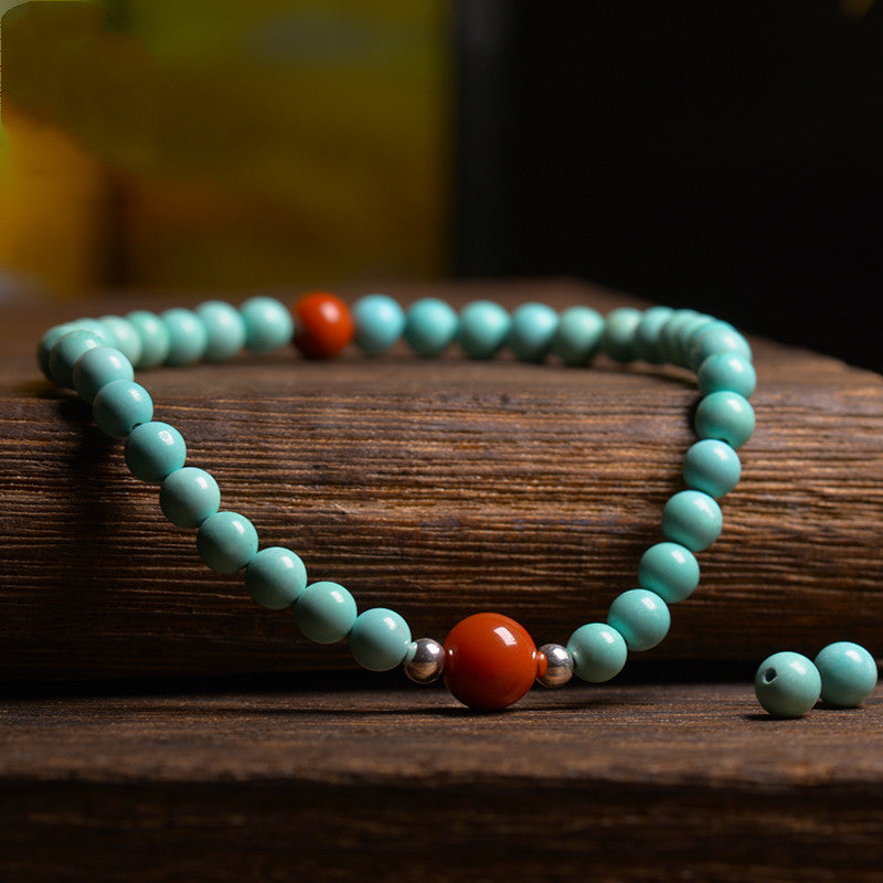 Natural Turquoise & Red Agate Bracelet