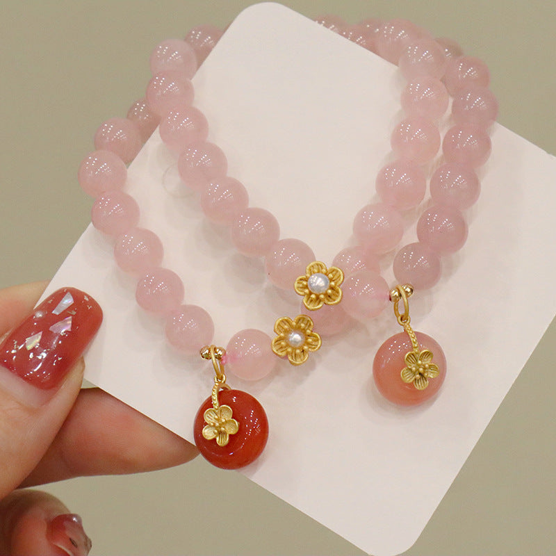 Lucky Clasp • Natural Pink Crystal Bracelet