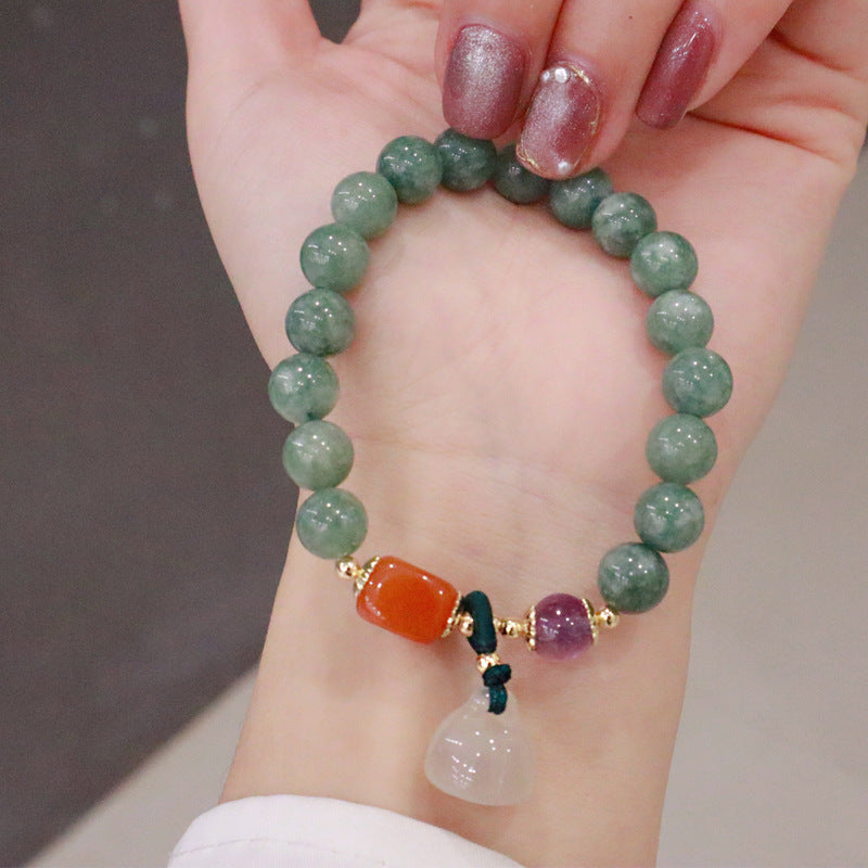 Lotus • Emerald Jade Stone & Agate Bracelet