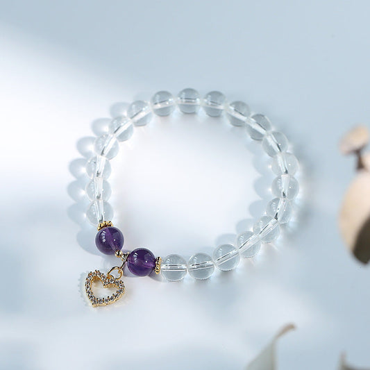 Hollow love • White crystal bracelet