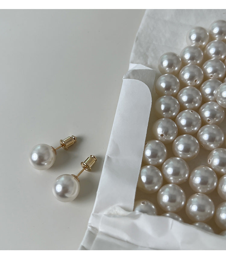 White bright crystal pearl earrings