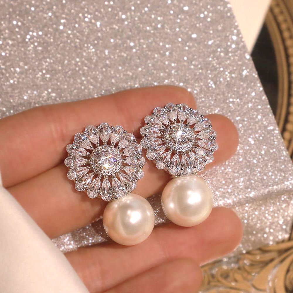 Aria Pearl Crystal Earrings
