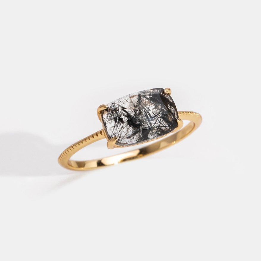 Black Quartz Crystal Ring