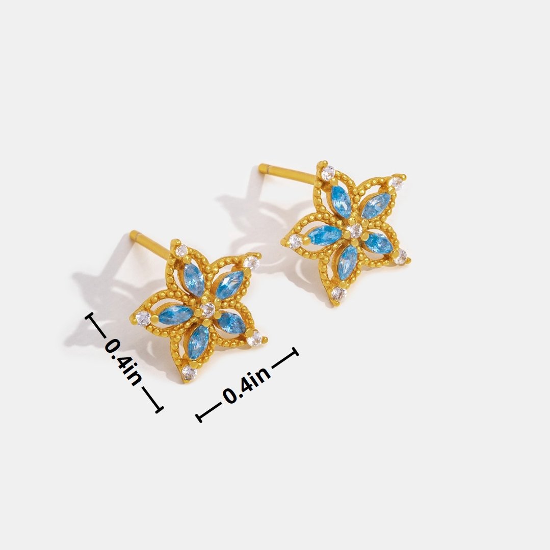 Blue Blooming Flower Earrings