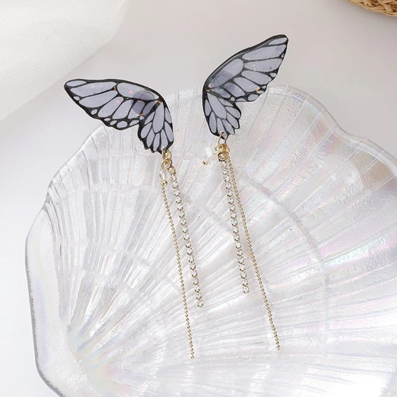 Butterfly Wing Tassel Earrings