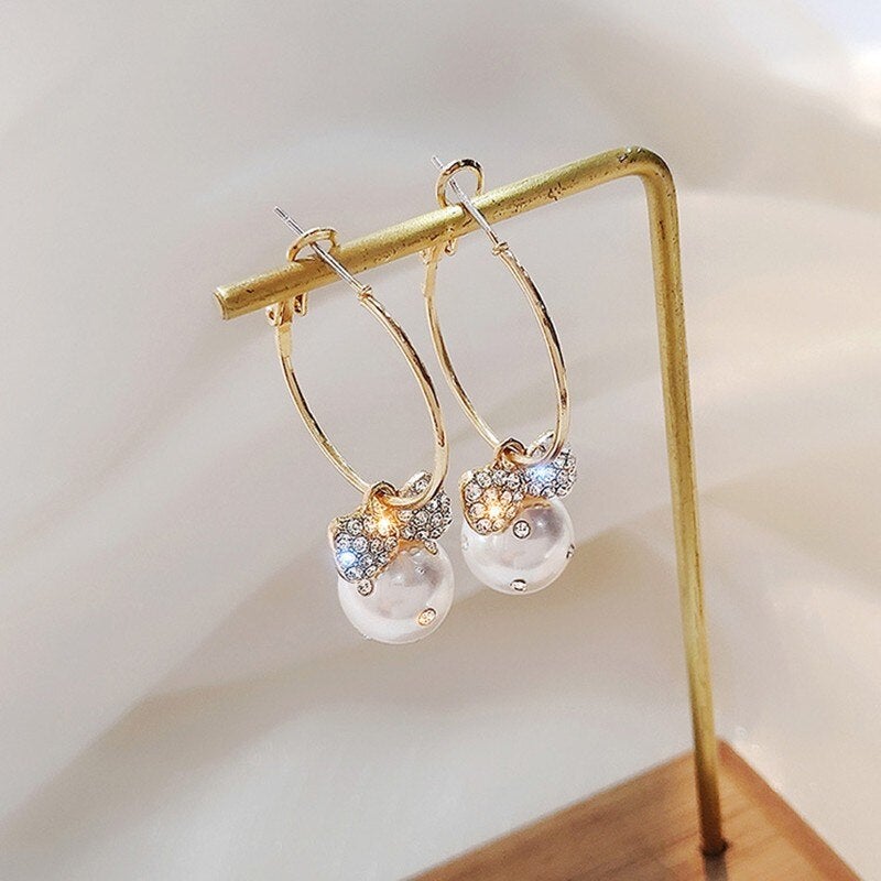‘Cherish You’ Pearl Hoop Earrings