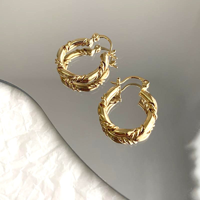 Classic Gold Twist Hoop Earrings