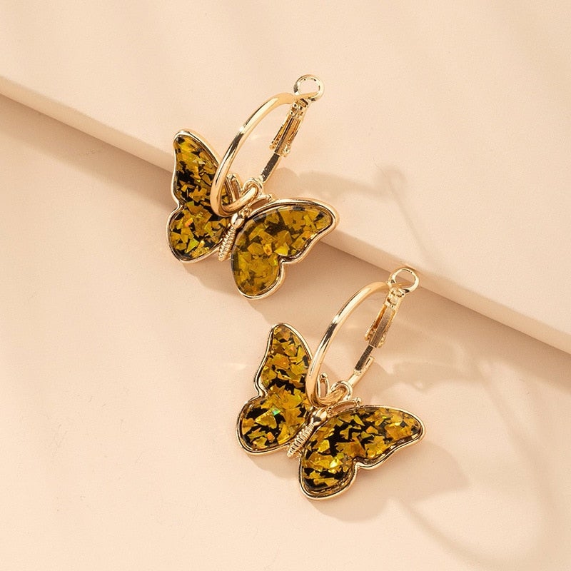 Colorful Glass Butterfly Earrings