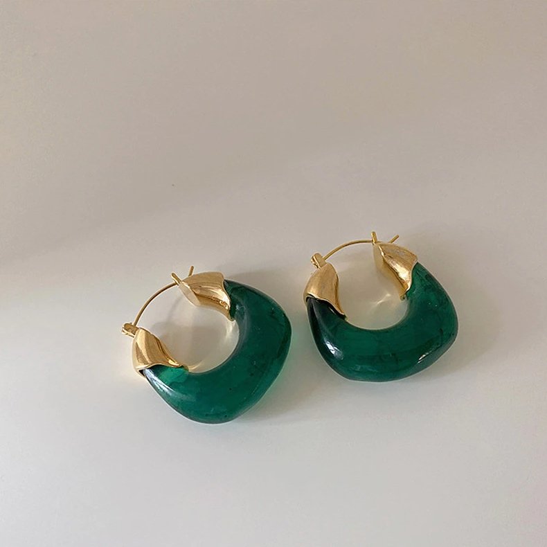 Colorful Glass Hoop Earrings