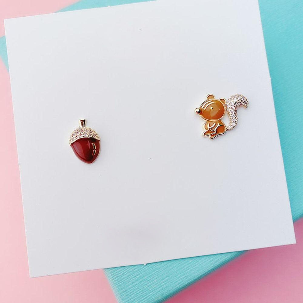 Crystal Acorn & Squirrel Earrings