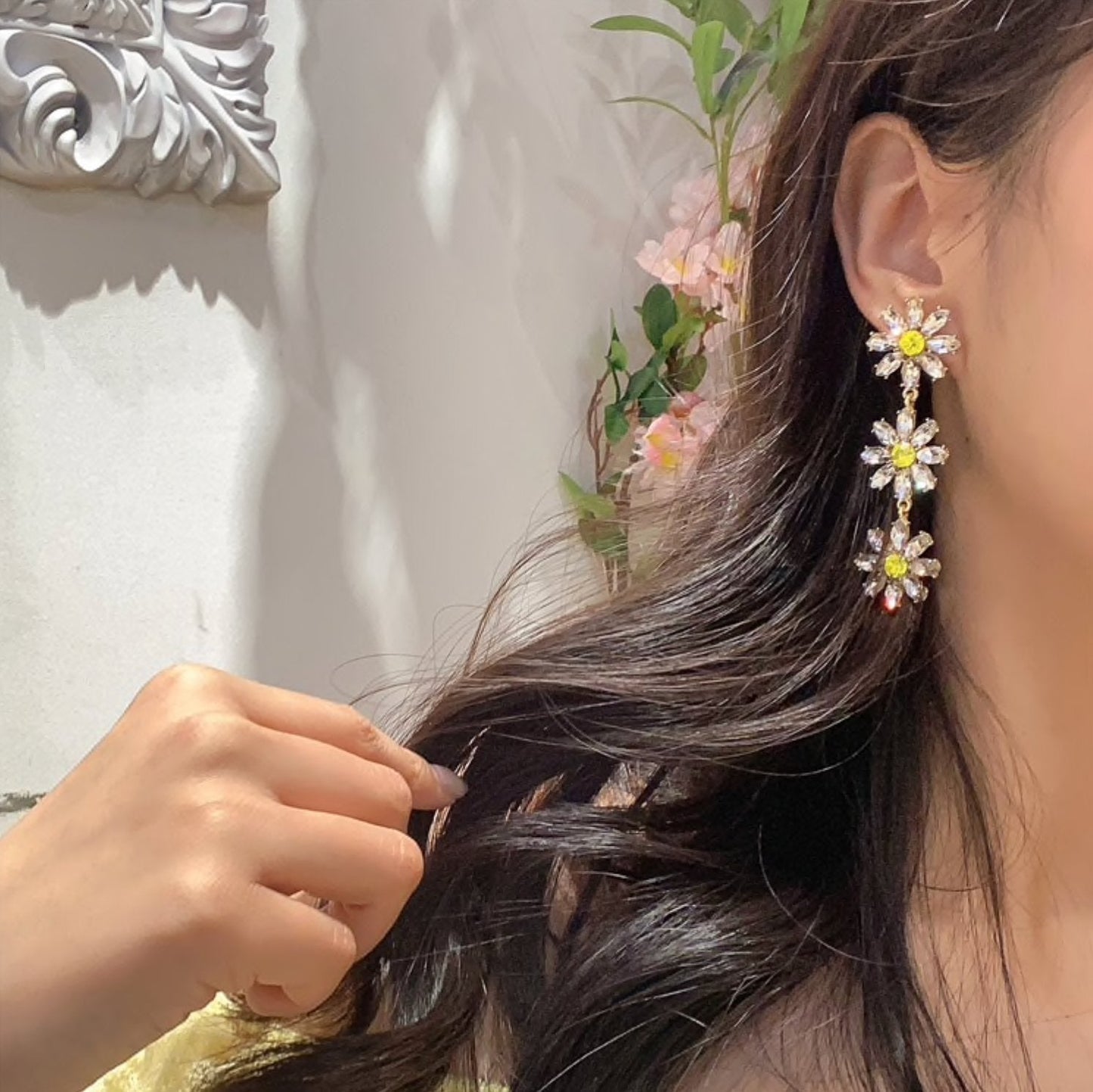 Crystal Daisy Statement Earrings