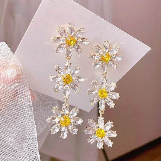 Crystal Daisy Statement Earrings