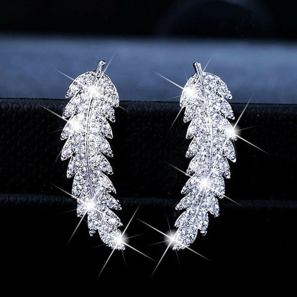 Crystal Feather Earrings