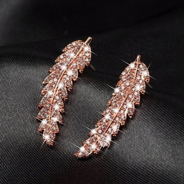 Crystal Feather Earrings