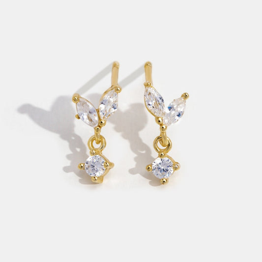 Crystal Flower Gold Petal Earrings