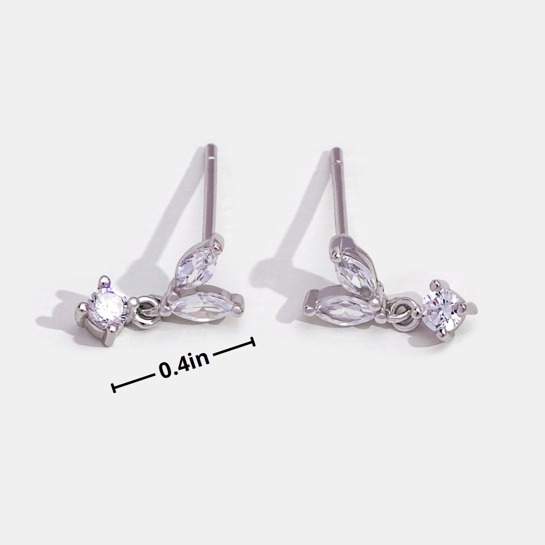 Crystal Flower Silver Petal Earrings