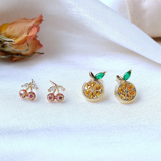 Crystal Fruity Earring Studs