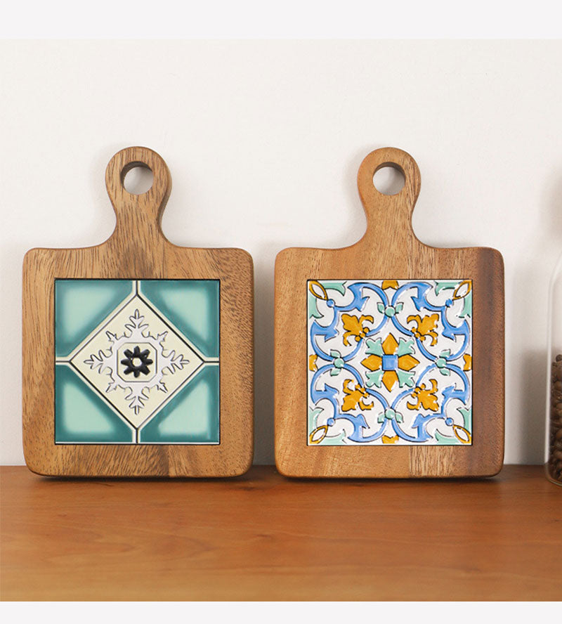 Artisan 4 Pc's Mosaic Wood Coaster Set