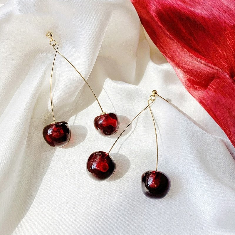 Double Cherry Drop Earrings