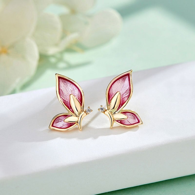 Enamel Butterfly Wing Earrings