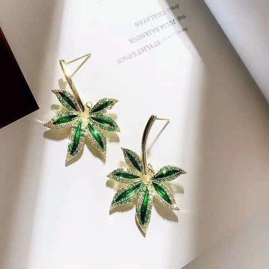 Enchanted Green Leaf Earrings