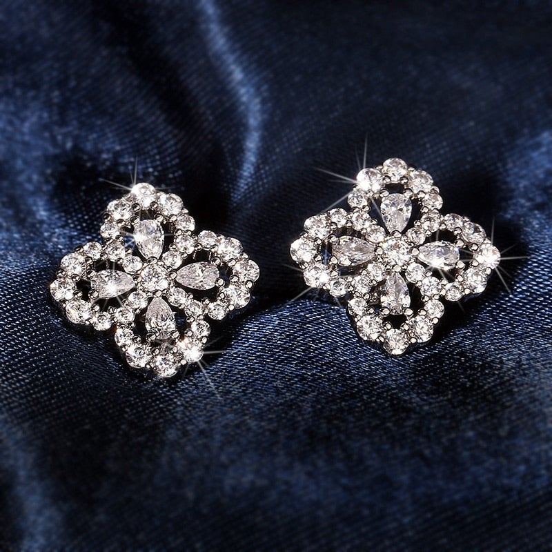 Four-Leaf Clover Crystal Earrings