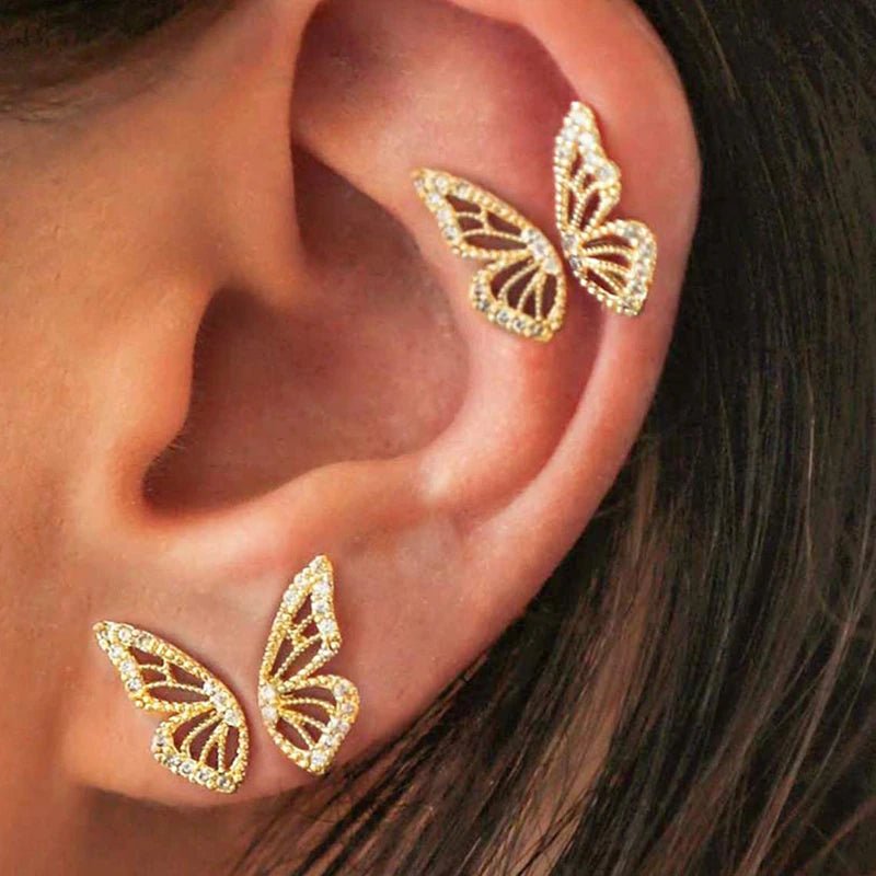 Gold Mia Butterfly Wing Earrings