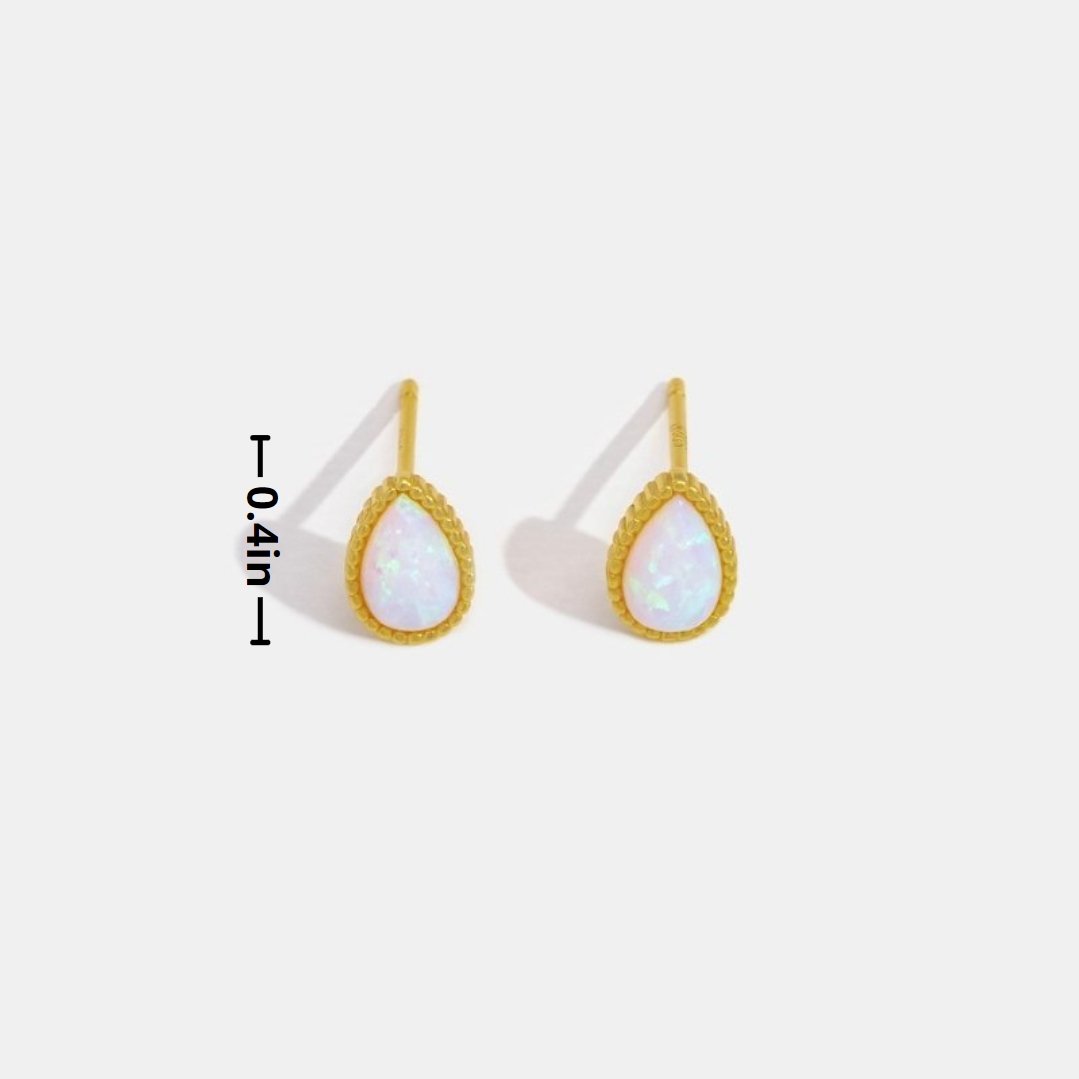 Gold Teardrop Opal Stone Earrings