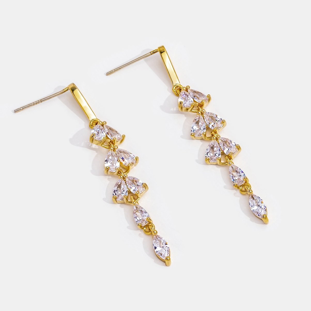 Golden Crystal Leaf Vine Earrings
