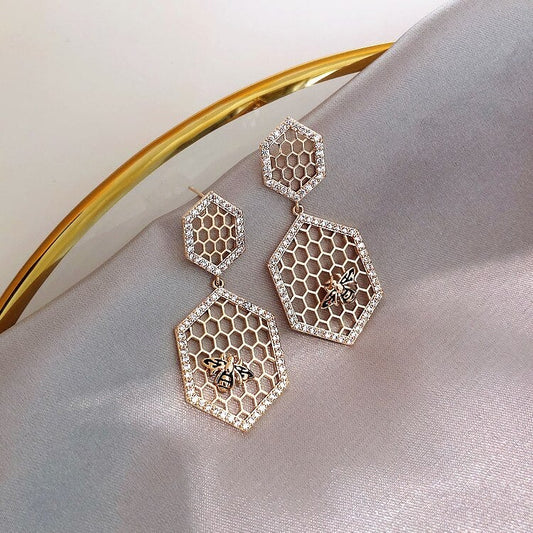 Honeycomb & Bee Earrings