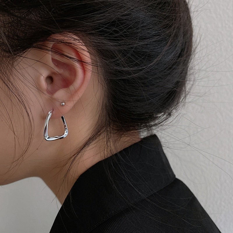 Irina Twisted Square Hoop Earrings