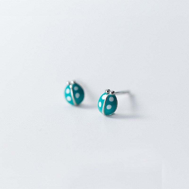 Ladybug Silver Earrings