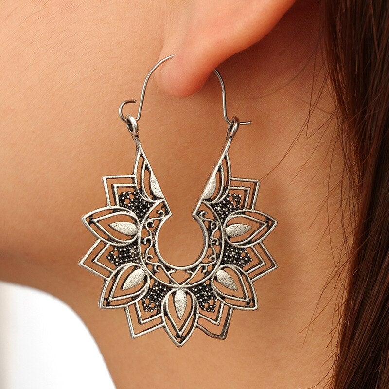 Mandala Flower Drop Earrings