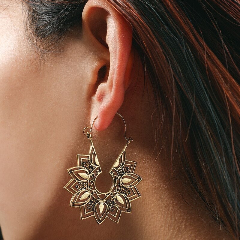 Mandala Flower Drop Earrings