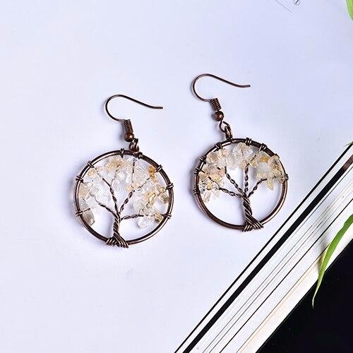 Natural Crystal Tree Earrings